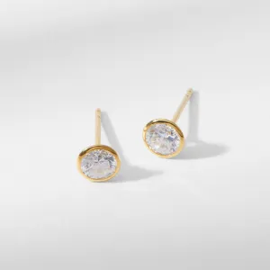 Bezel Earrings :: Gold