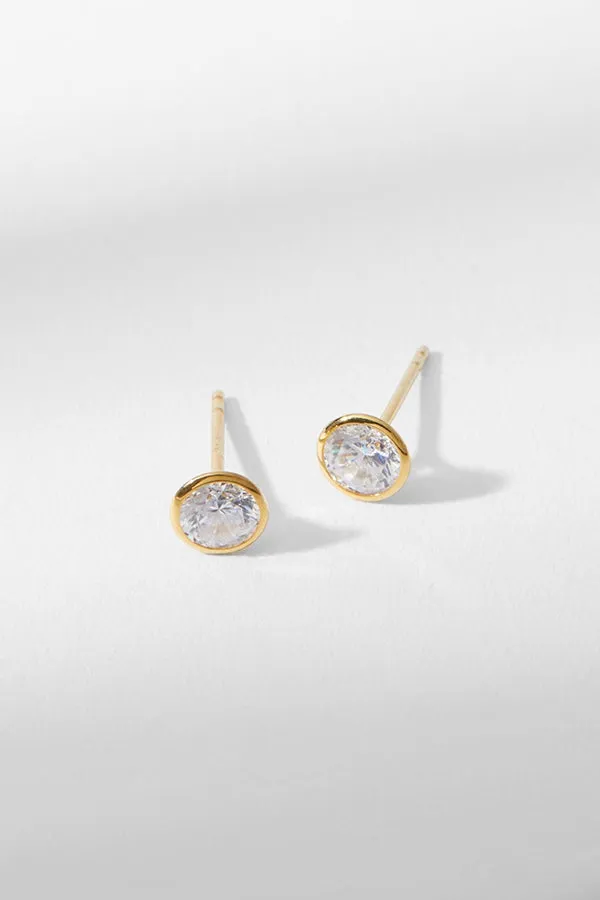 Bezel Earrings :: Gold