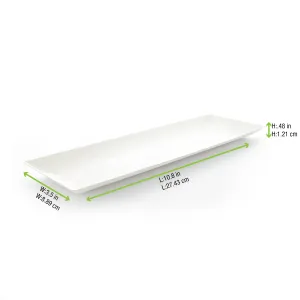 Bio N Chic Rectangular Sugarcane Plate - L:10.8 X W:3.5 X H:.48in 100 Pcs/Cs