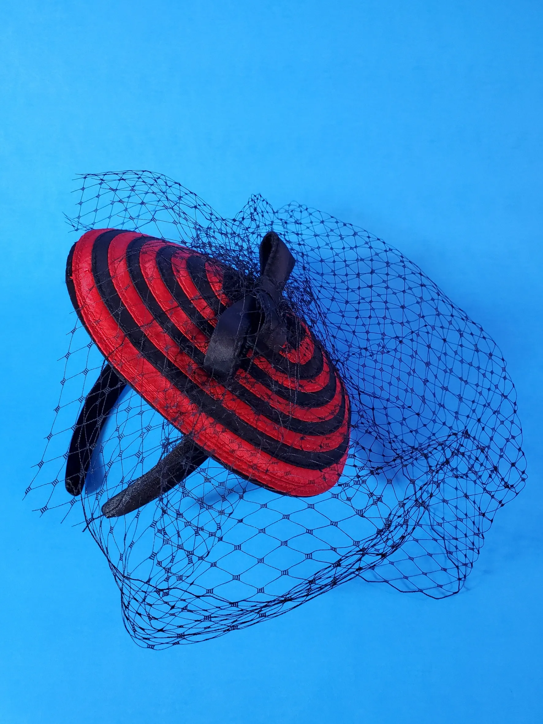 Black & Red Spiral Fascinator Headband