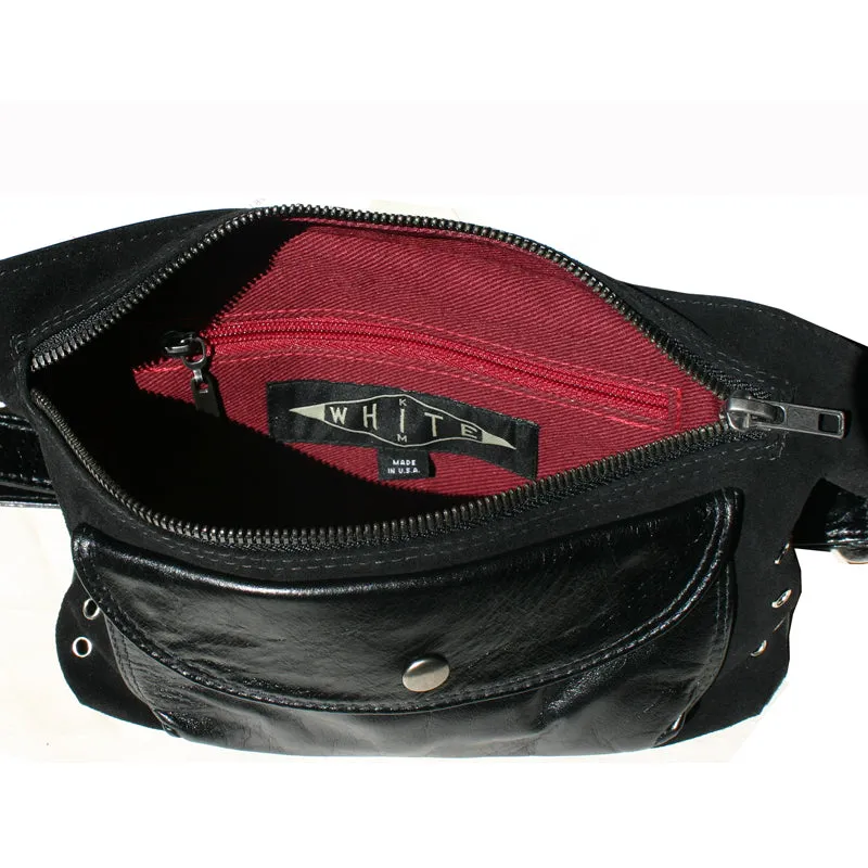 Black Suede & Leather Fanny Pack