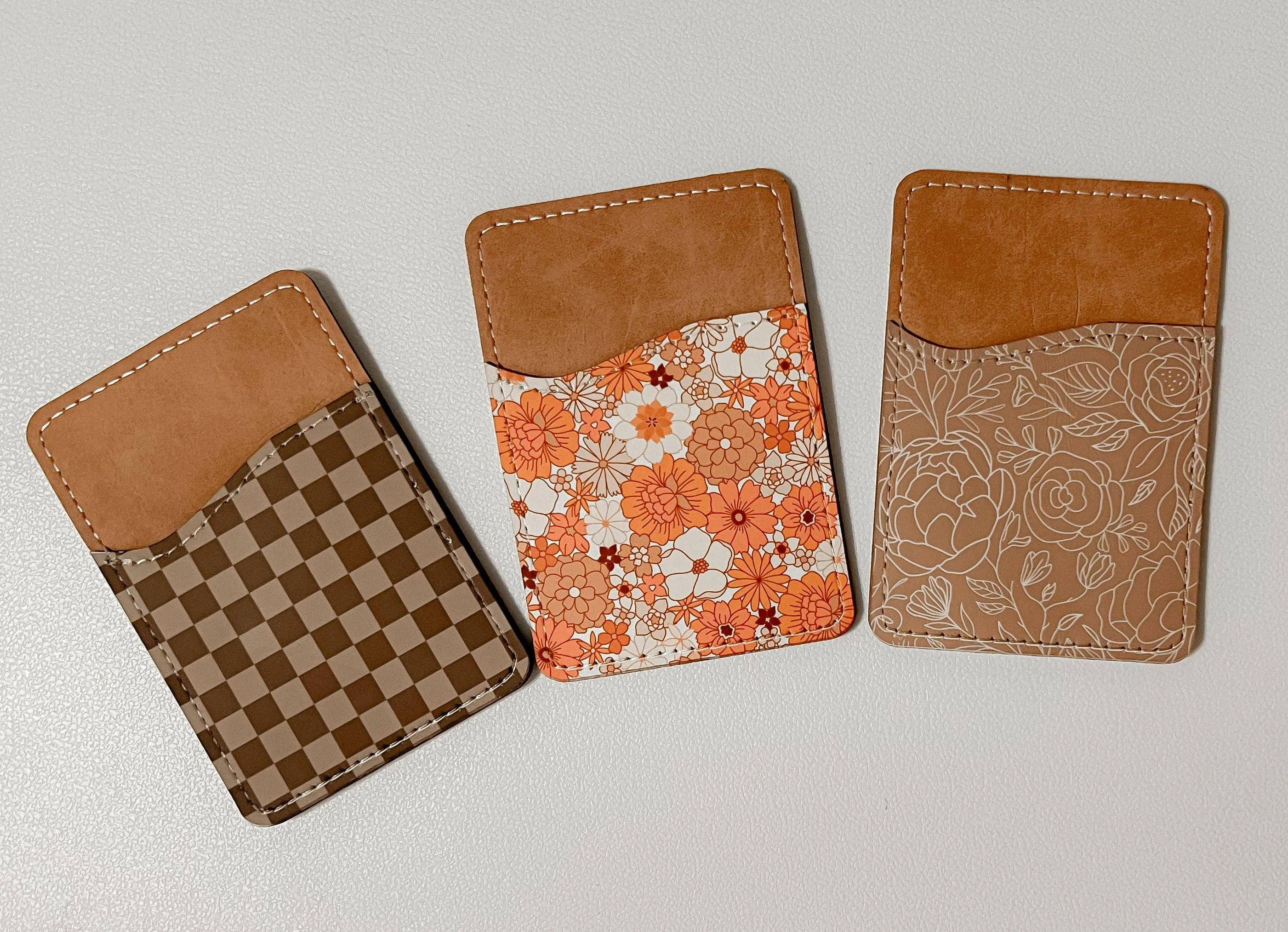 Boho Flowers Leather Card Holder