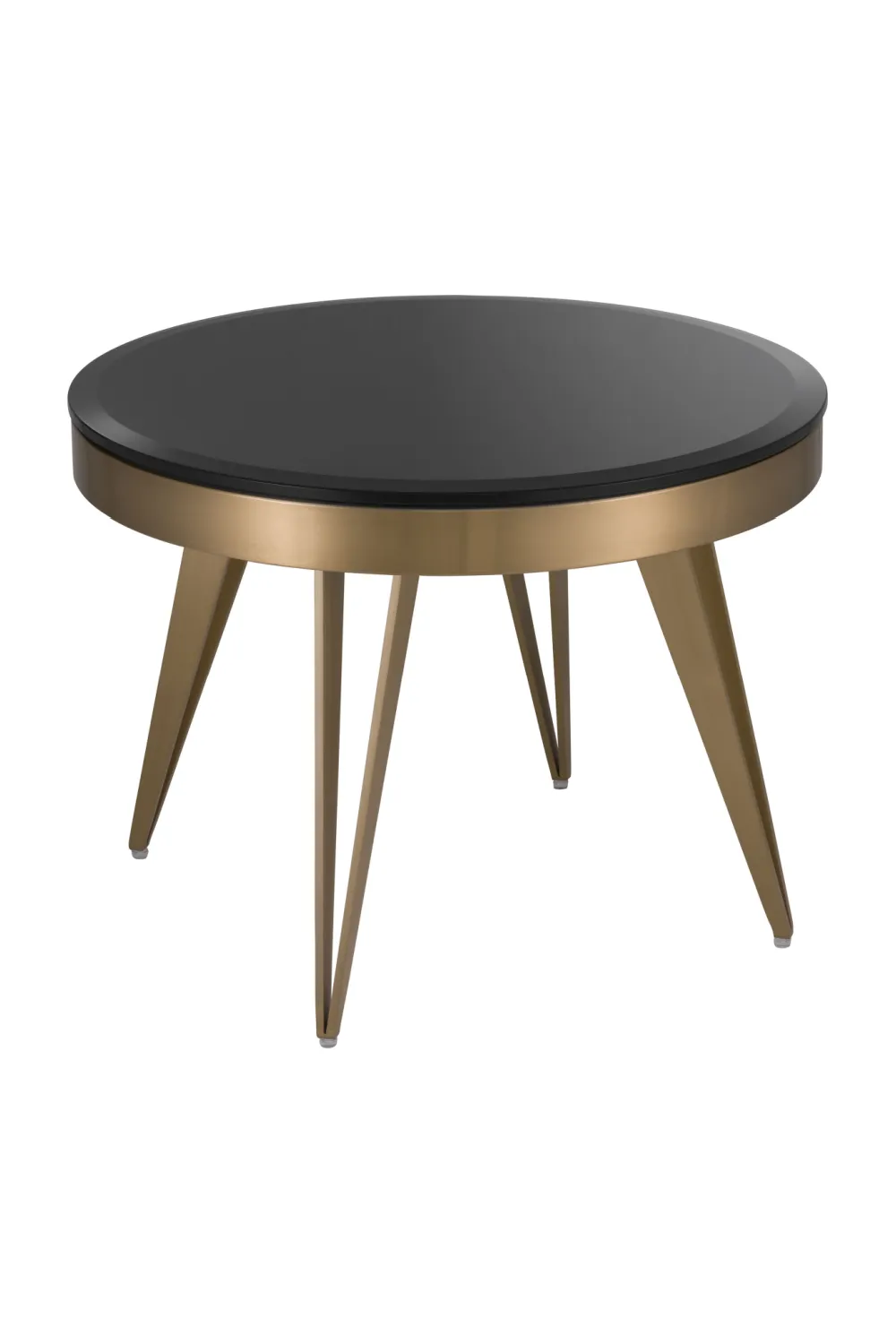 Brass Frame Black Glass Side Table | Eichholtz Rocco