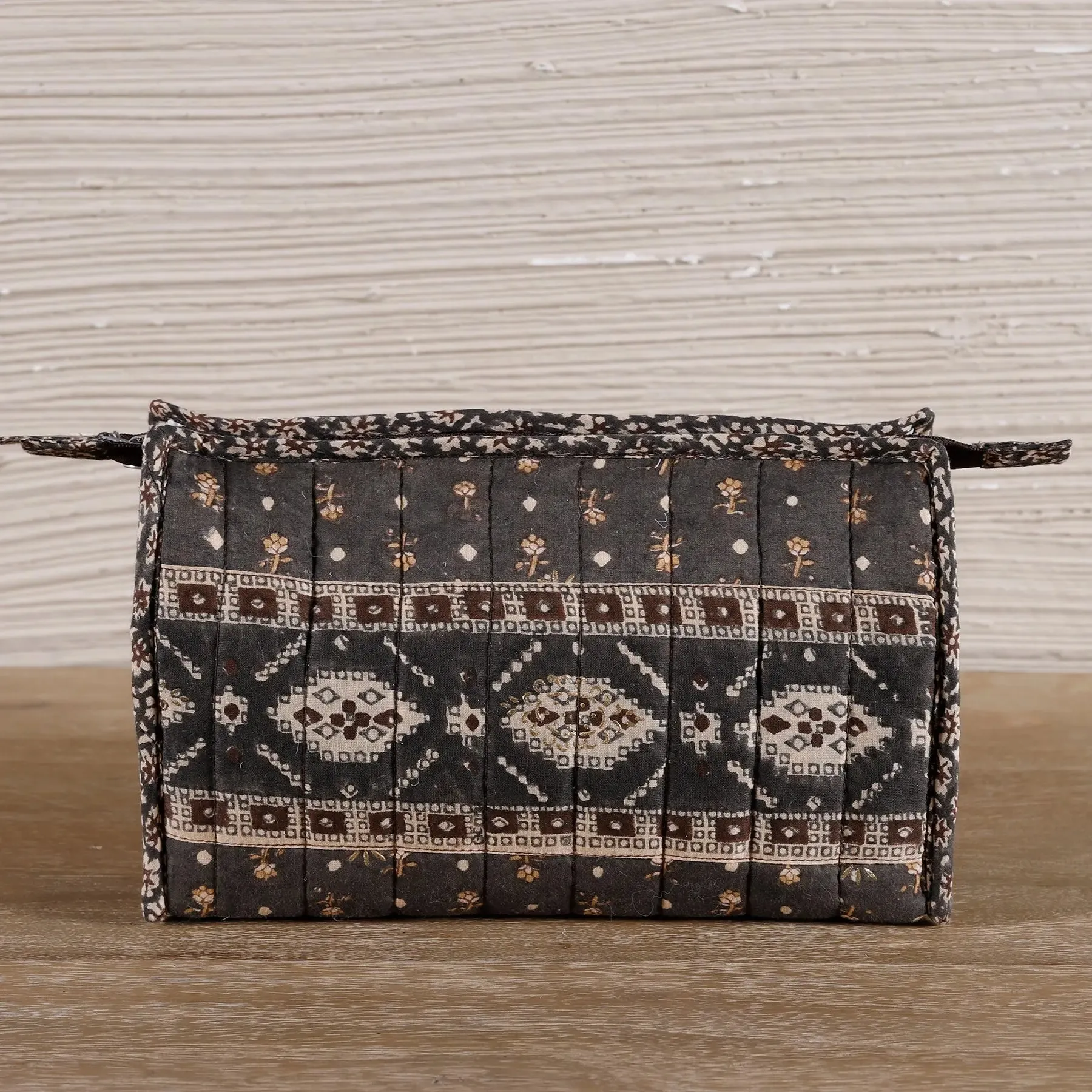 Buti Brown Quitlted Cotton Toilet Bag
