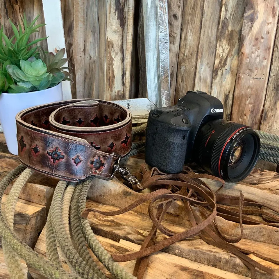 Camera Strap Sling Red Brown Aztec - 2" W