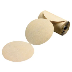 Carborundum Gold Aluminum Oxide Dri-Lube Paper Discs, 6 in Dia., P150 Grit, Roll, 05539510563