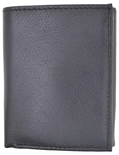 Cavelio Premium Leather Men's Small Trifold Credit Card ID Holder Wallet with Coin Pouch
