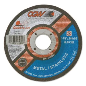 CGW Abrasives Resin Fibre Discs, Aluminum Oxide, 4 1/2 in Dia., 24 Grit, 48011