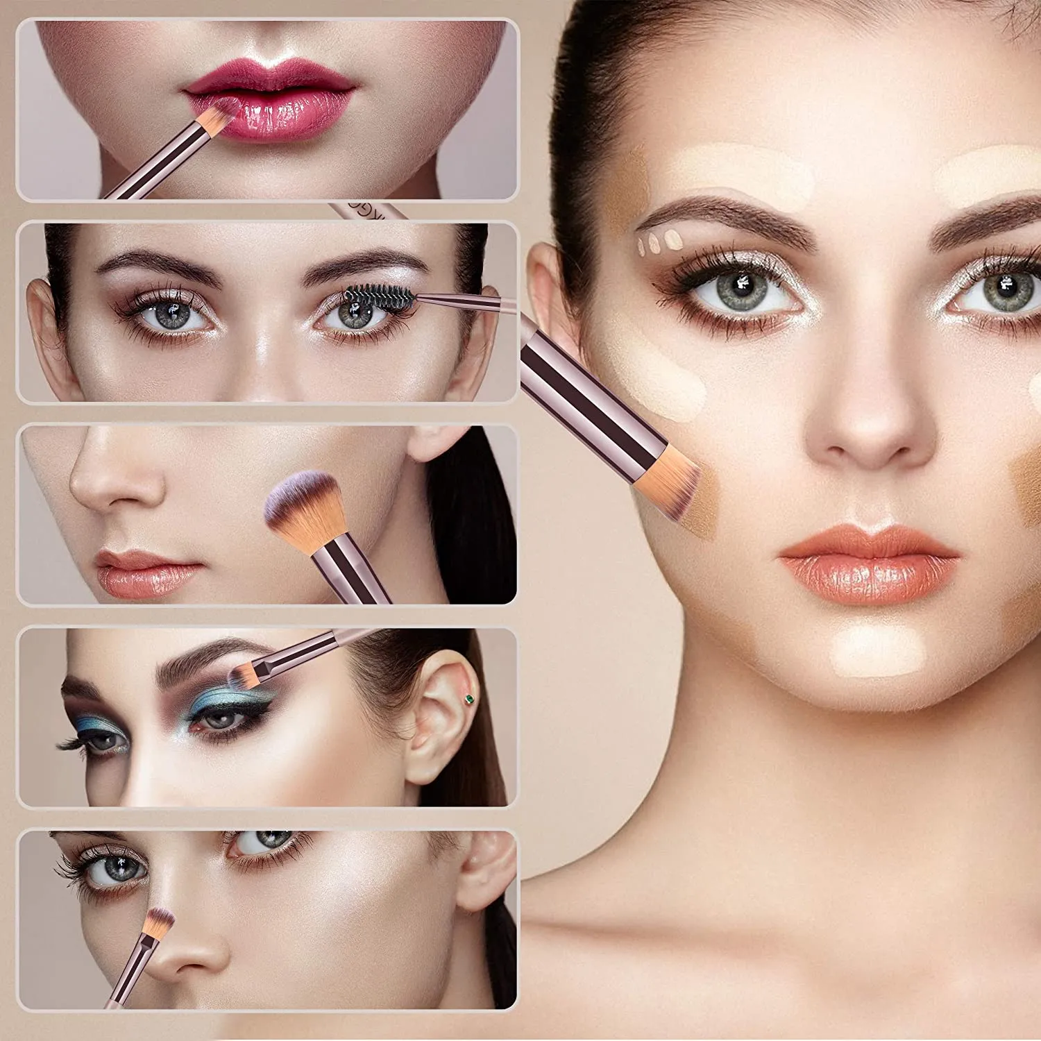 Champion-15pcs Makeup Brush Sets with Cosmetics Bag