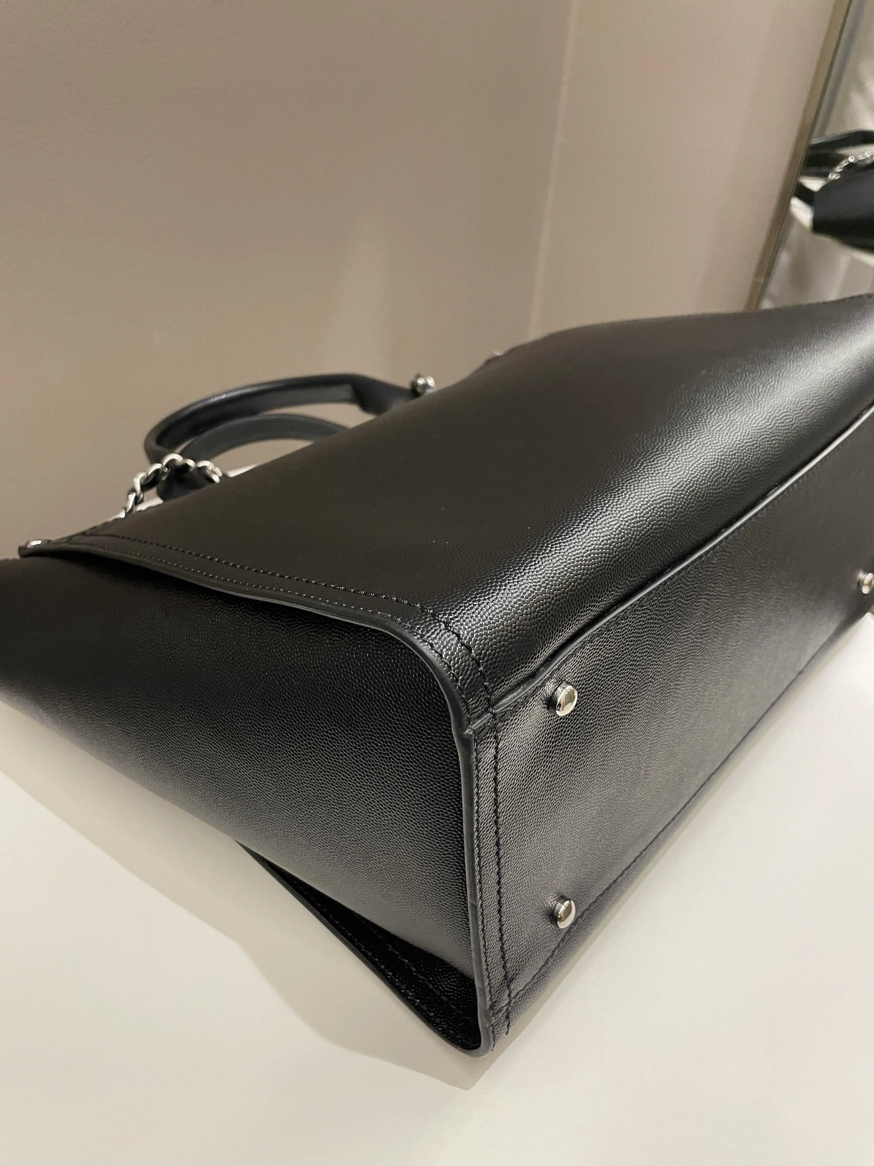 Chanel Studded Deauville Shopper Tote Black Caviar