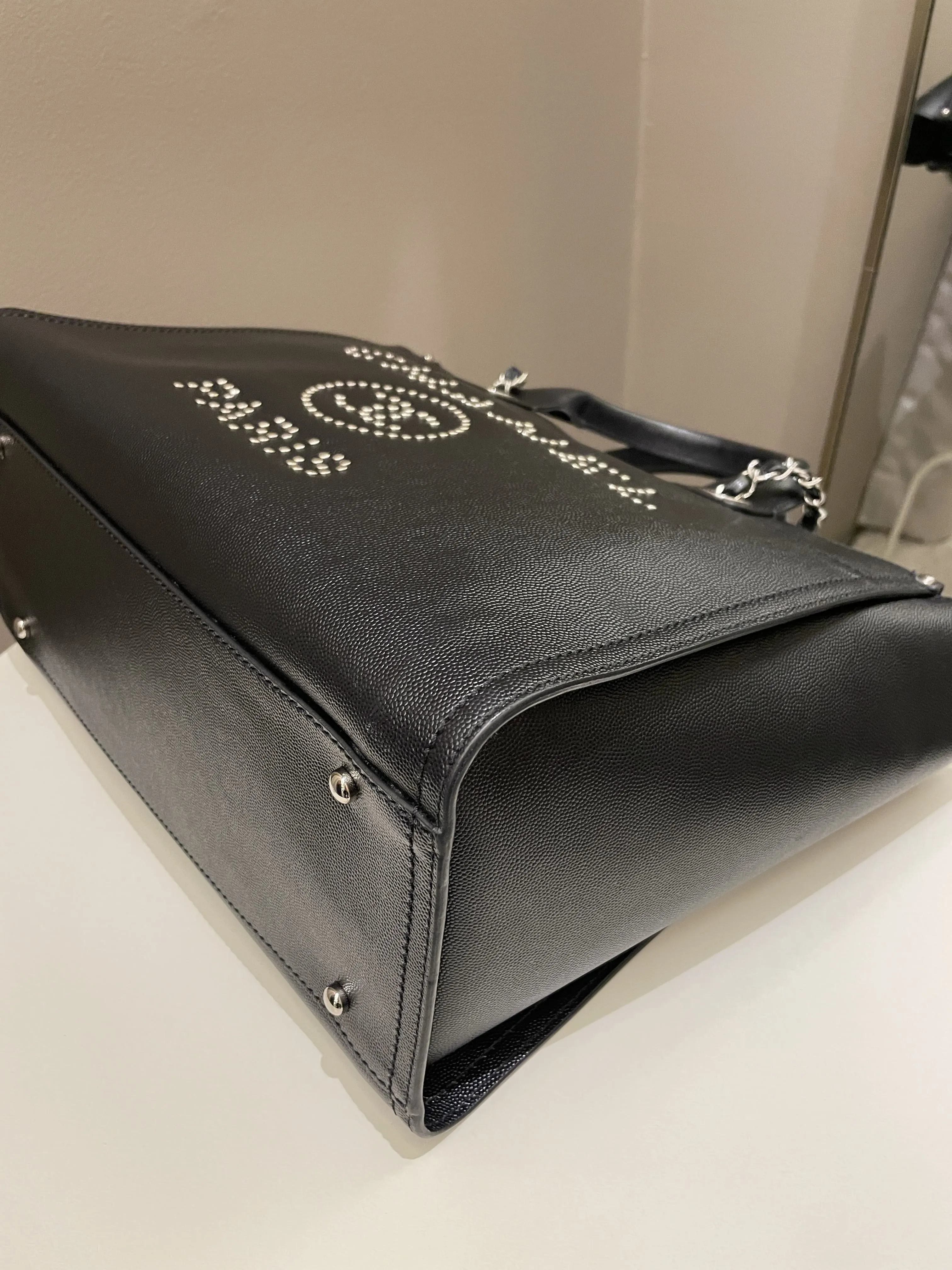 Chanel Studded Deauville Shopper Tote Black Caviar