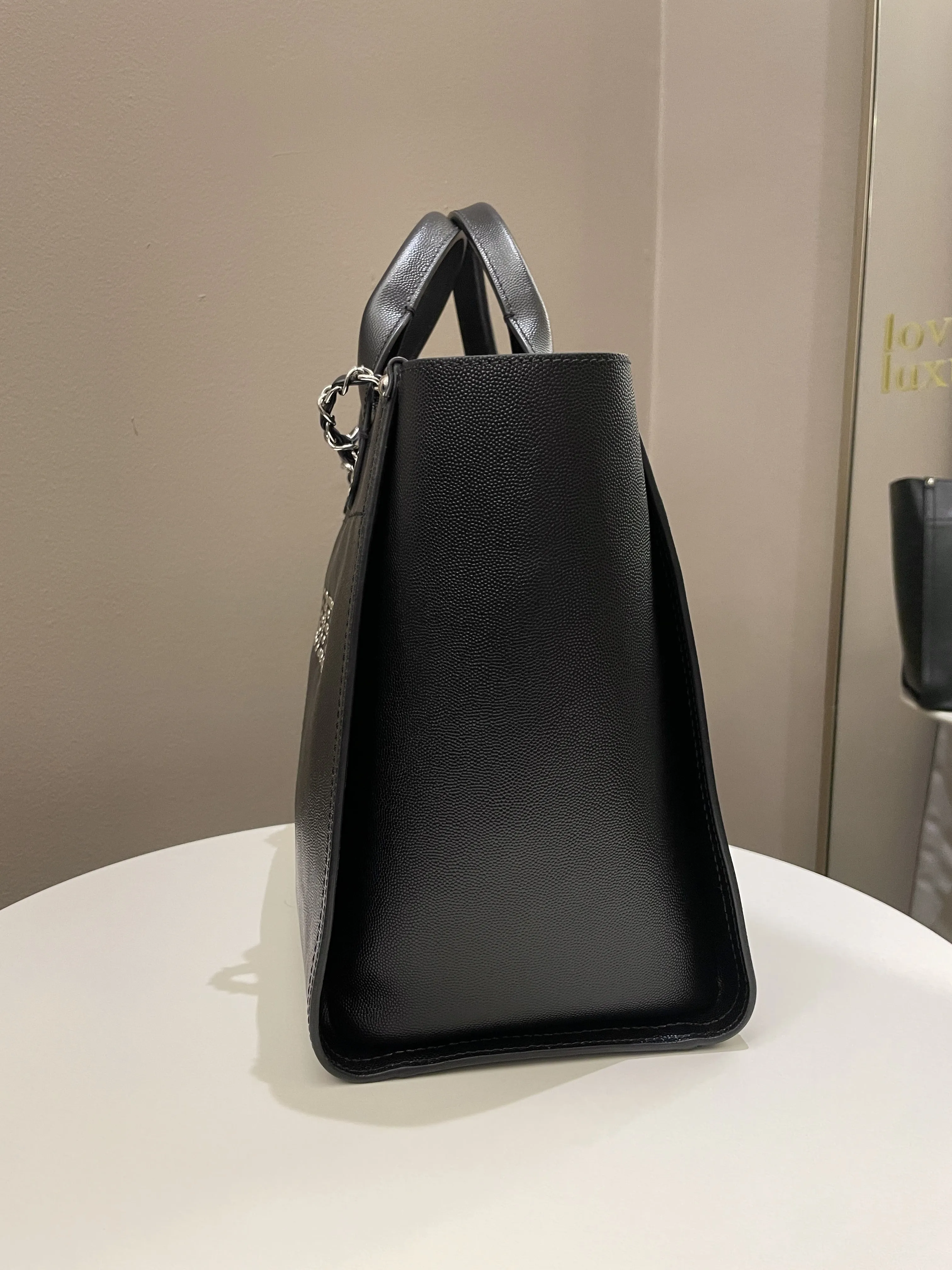 Chanel Studded Deauville Shopper Tote Black Caviar