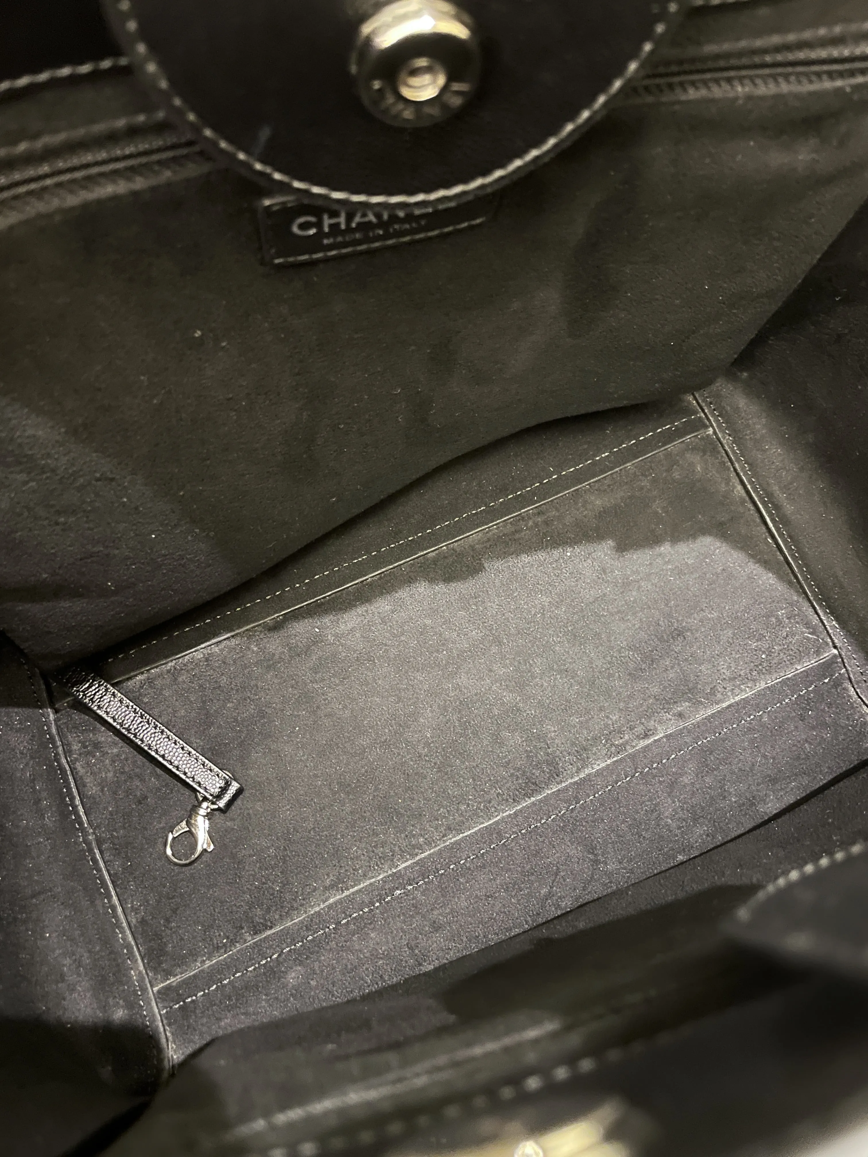 Chanel Studded Deauville Shopper Tote Black Caviar