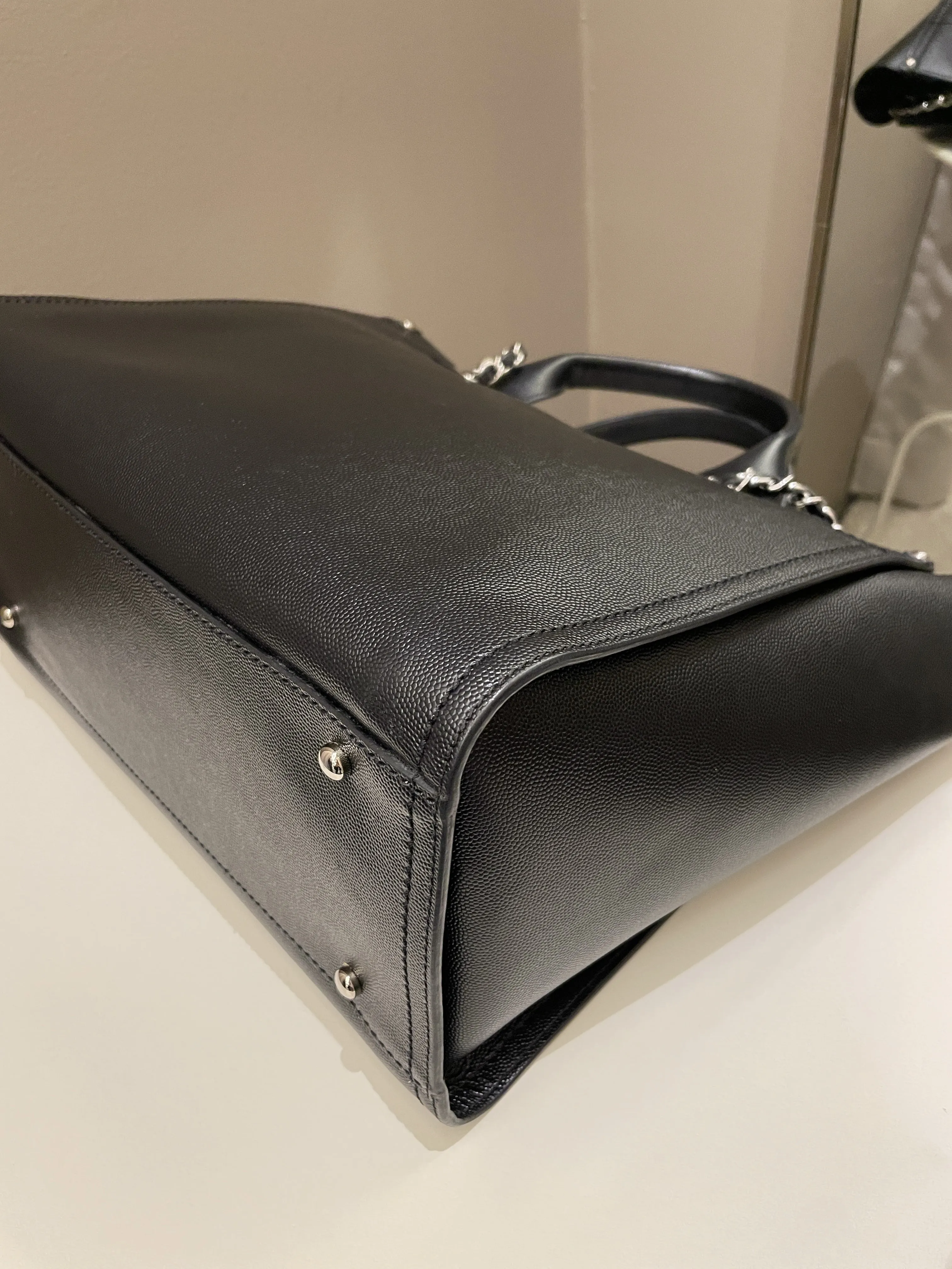 Chanel Studded Deauville Shopper Tote Black Caviar