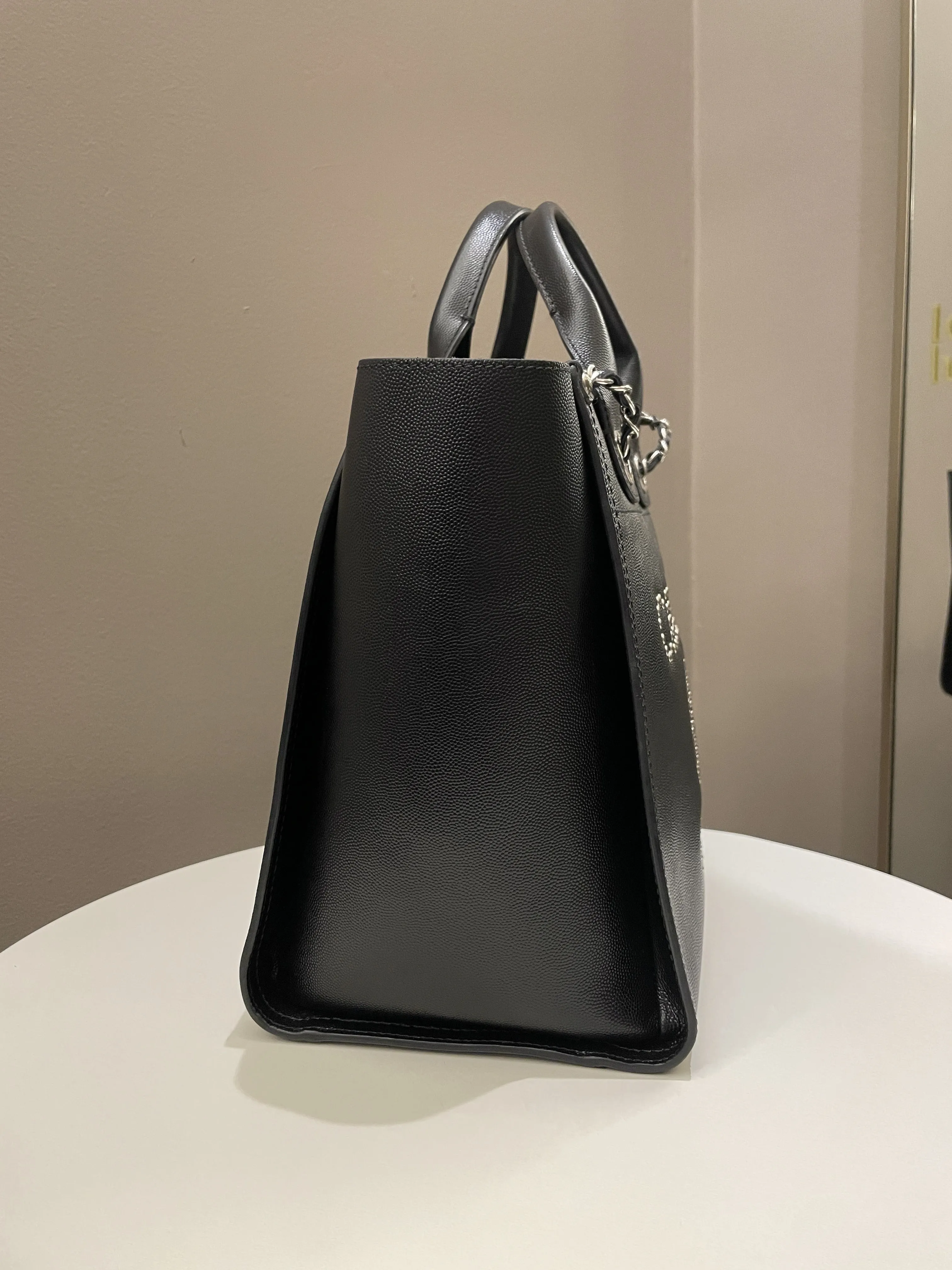 Chanel Studded Deauville Shopper Tote Black Caviar