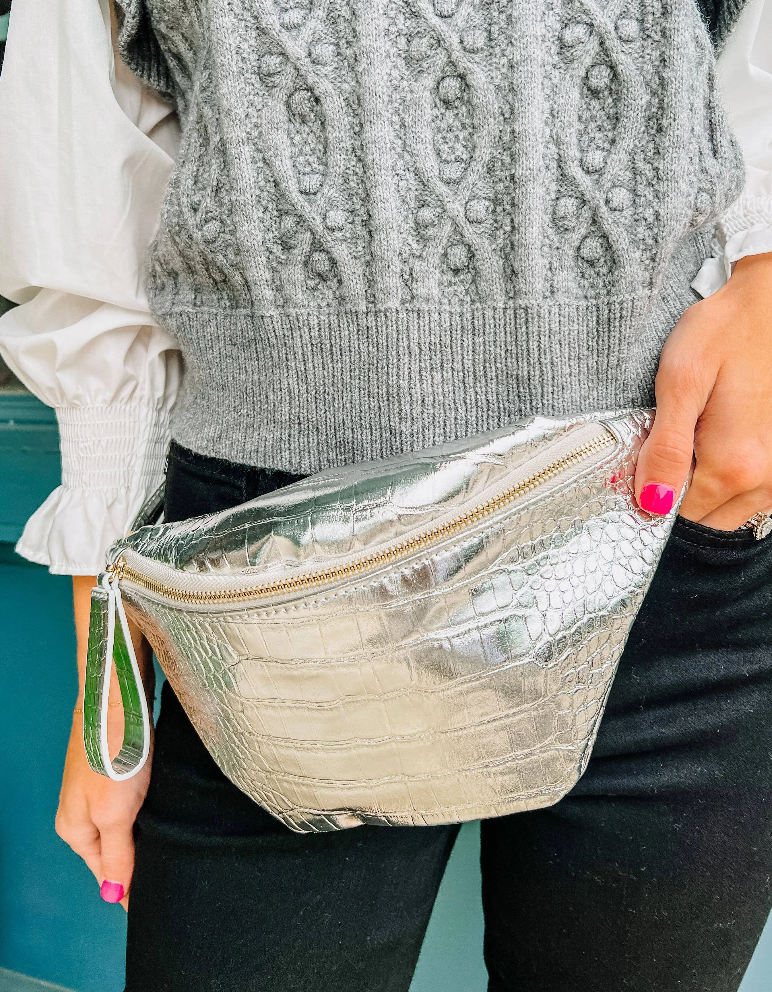 Charlotte Sling Belt Bag Fanny Pack Platinum