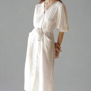 Chic and Sustainable: Gingham Crinkle Midi Dress