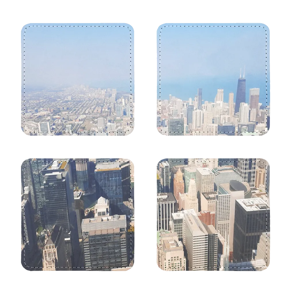 Chicago Skyline Sublimation Coasters Pack of Four