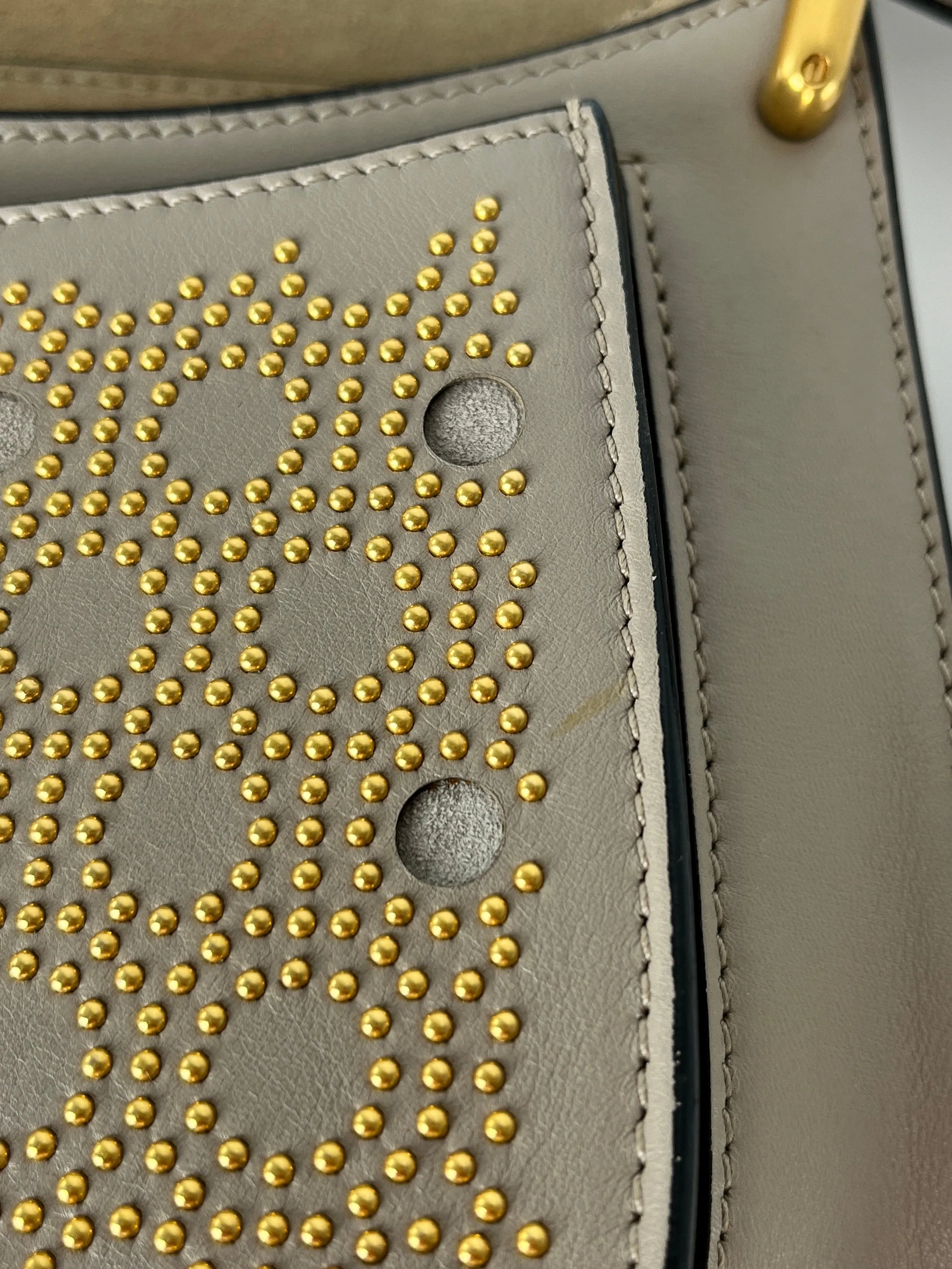 CHLOE Hudson Studded Circle Leather Saddle Crossbody Bag