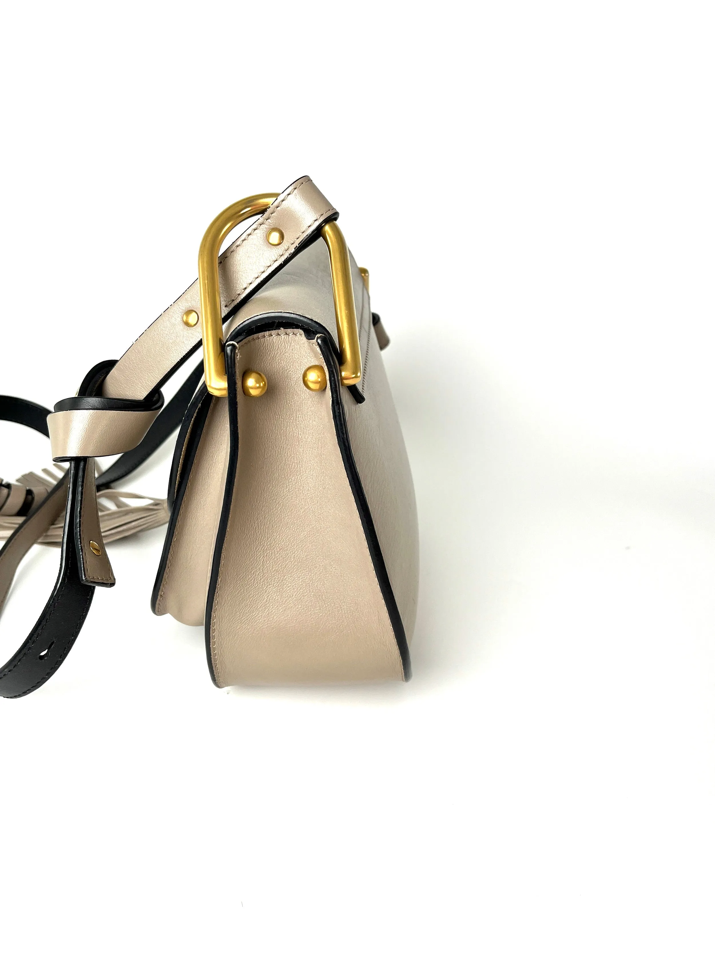 CHLOE Hudson Studded Circle Leather Saddle Crossbody Bag