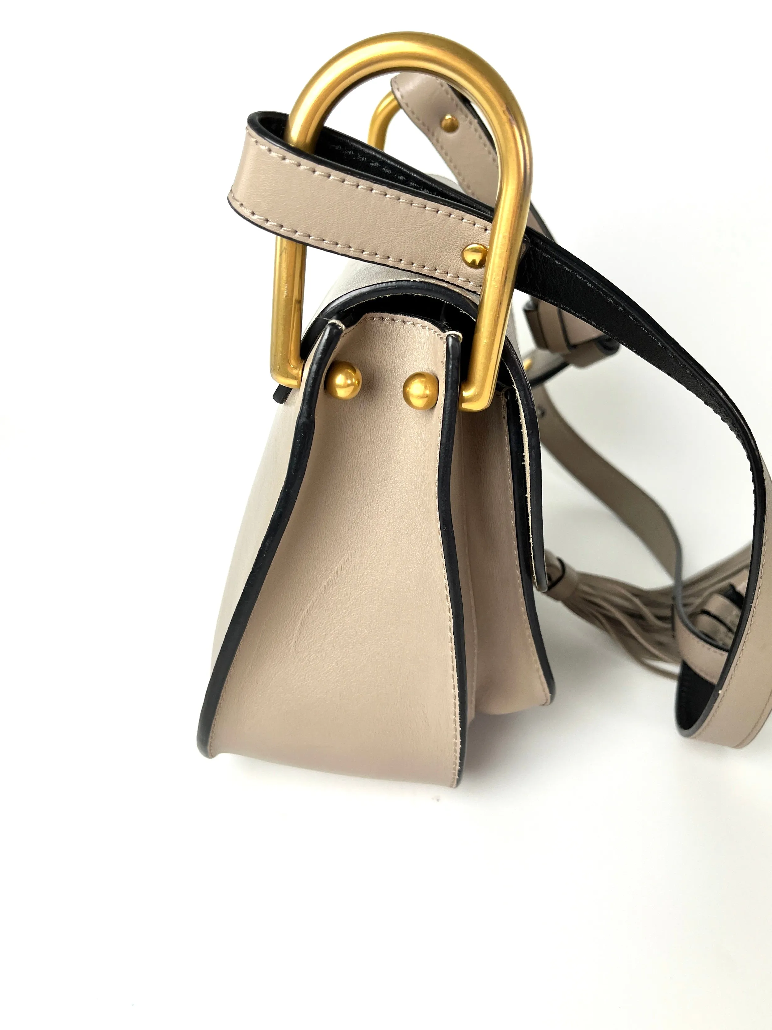 CHLOE Hudson Studded Circle Leather Saddle Crossbody Bag
