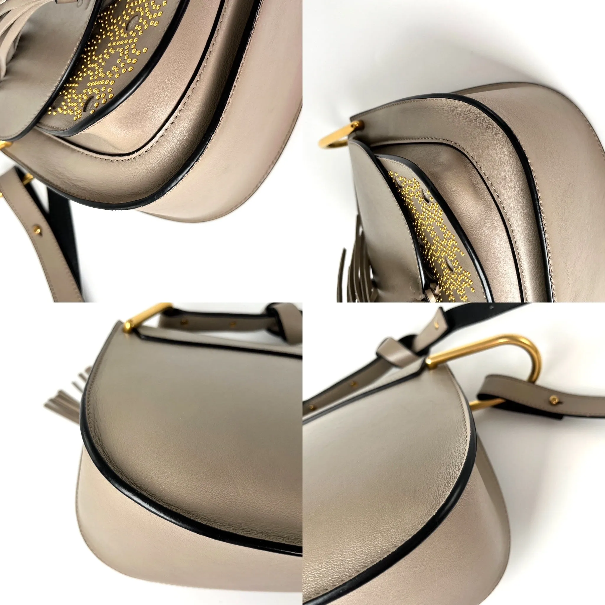 CHLOE Hudson Studded Circle Leather Saddle Crossbody Bag