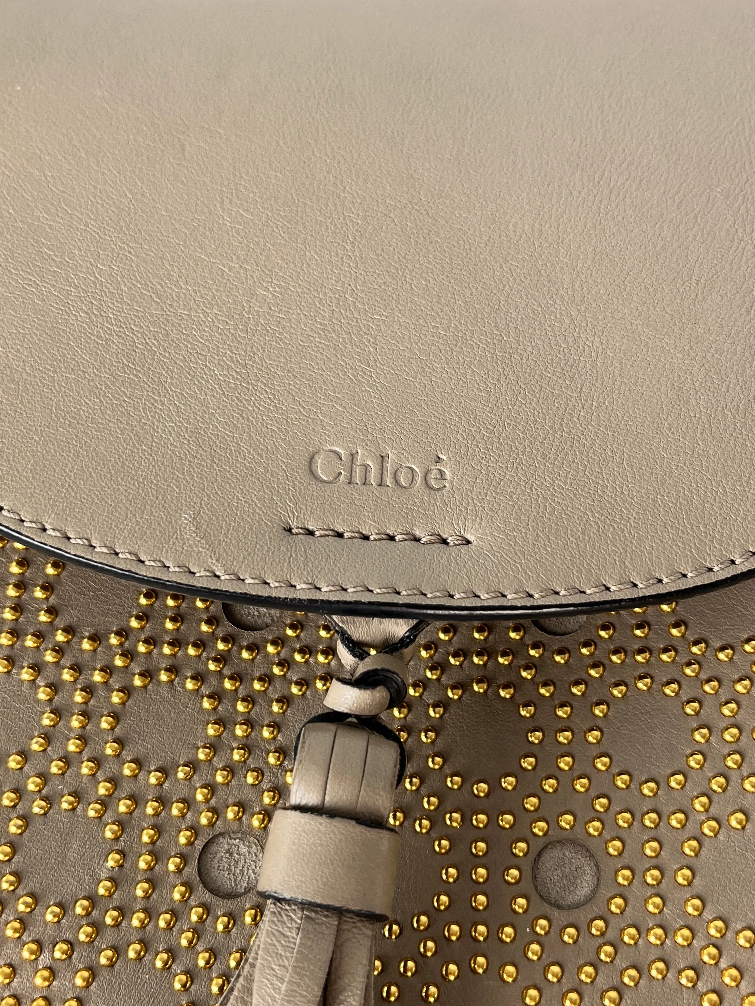 CHLOE Hudson Studded Circle Leather Saddle Crossbody Bag