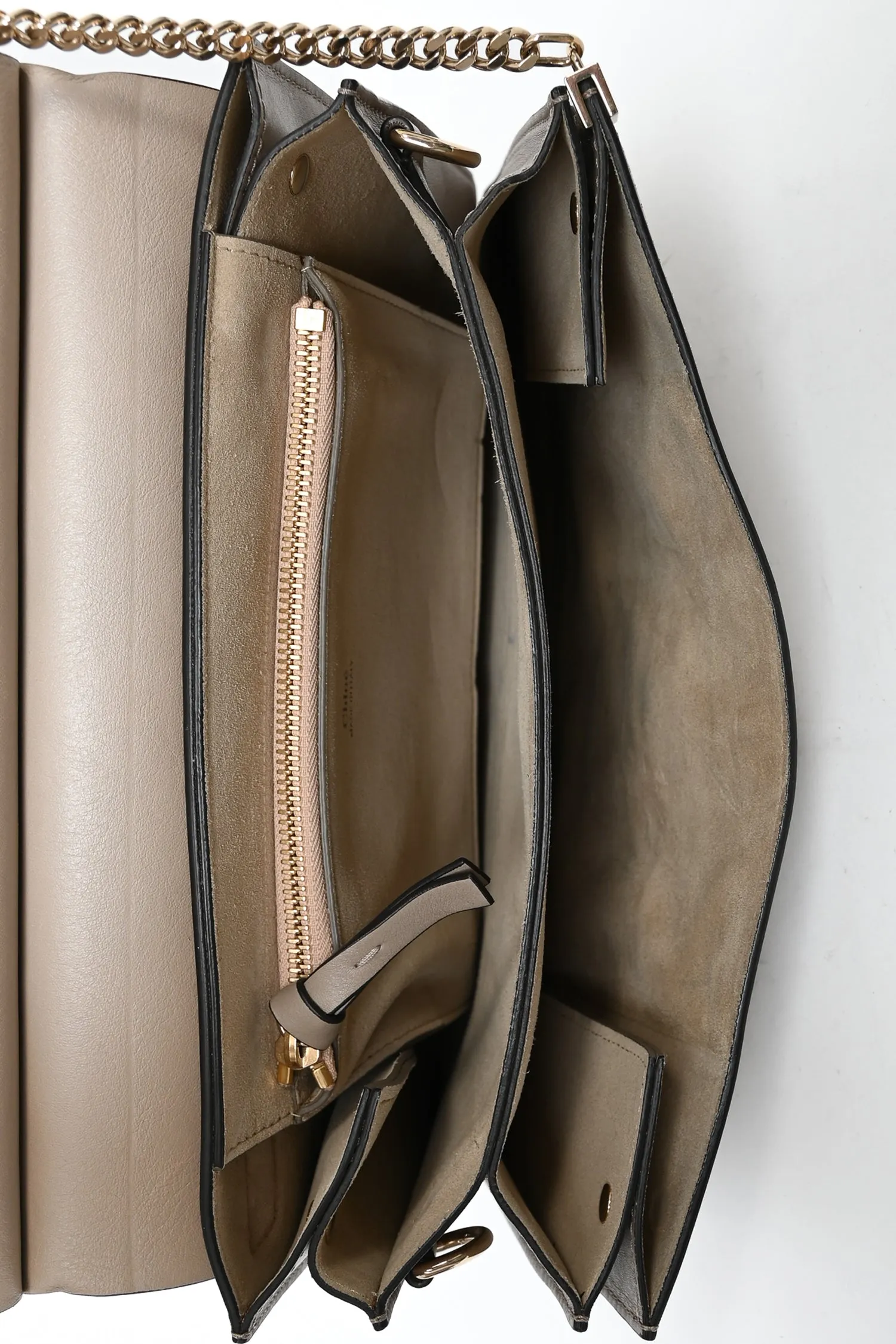 Chloe Taupe Leather/Suede Medium Faye Shoulder Bag