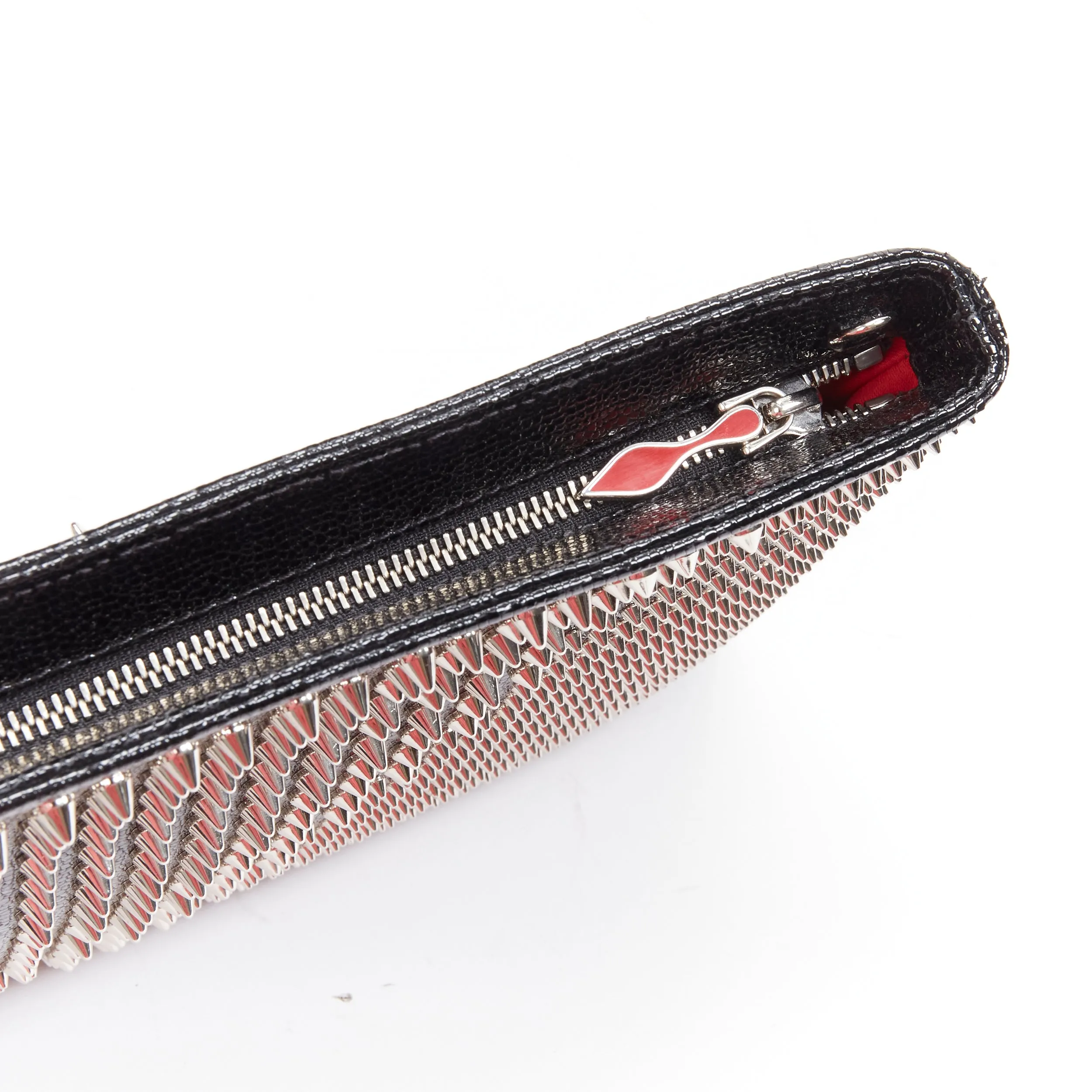 CHRISTIAN LOUBOUTIN Loubiposh black spike stud crossbody shoulder clutch bag
