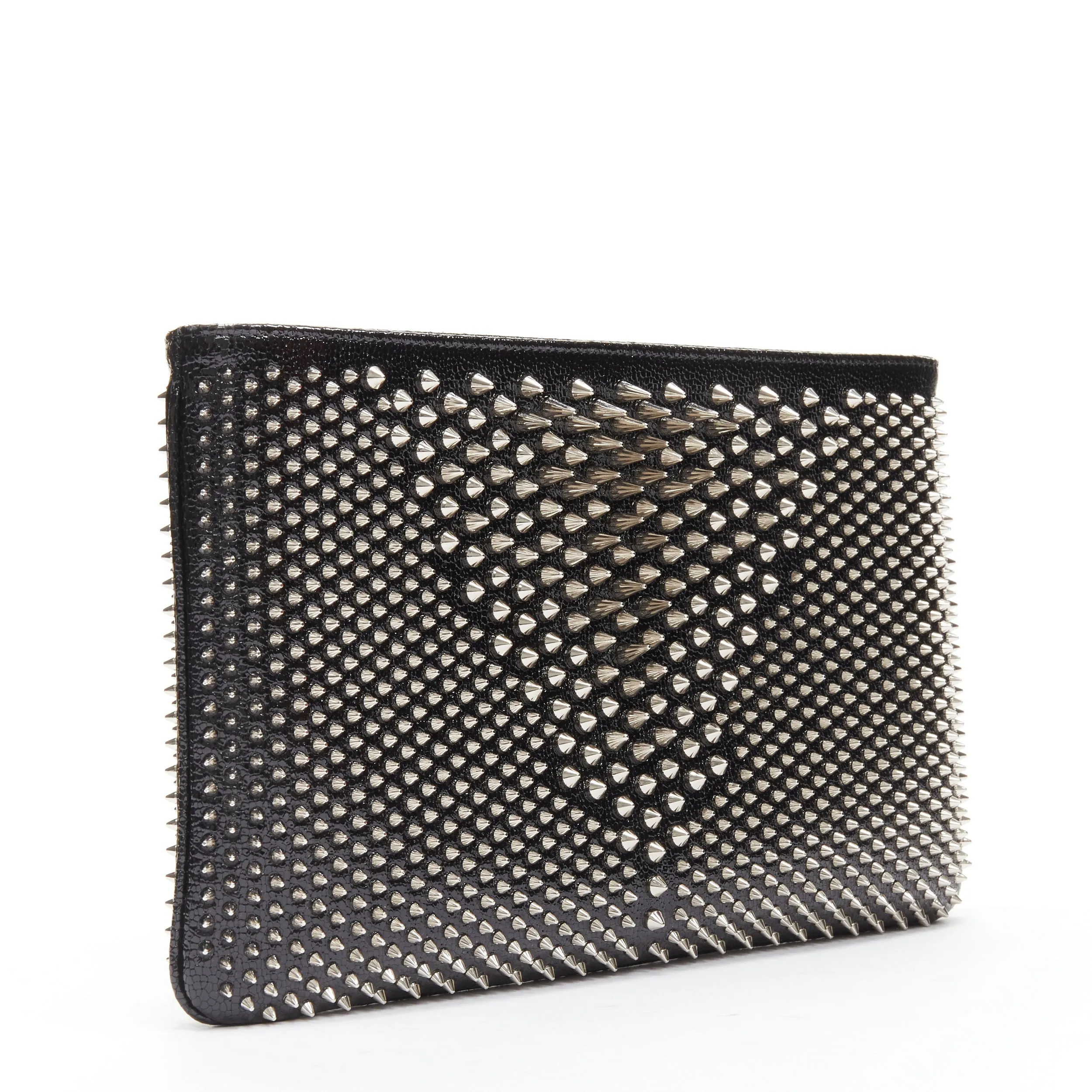 CHRISTIAN LOUBOUTIN Loubiposh black spike stud crossbody shoulder clutch bag