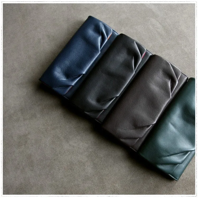 Classic Black Leather Womens Wallet Bifold Clutch Wallet Long Wallet for Women