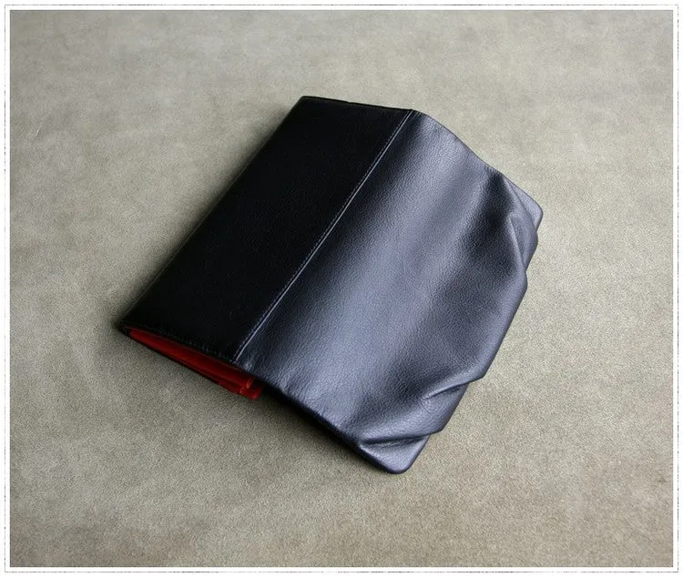 Classic Black Leather Womens Wallet Bifold Clutch Wallet Long Wallet for Women