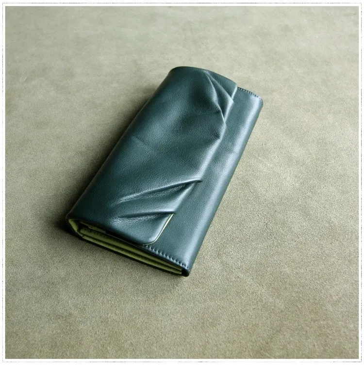 Classic Black Leather Womens Wallet Bifold Clutch Wallet Long Wallet for Women