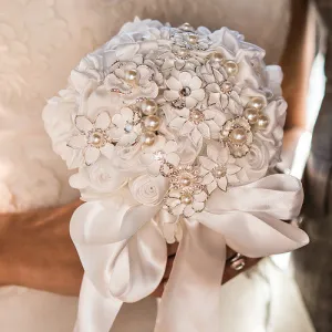 Couture Brooch Bridal Bouquet White