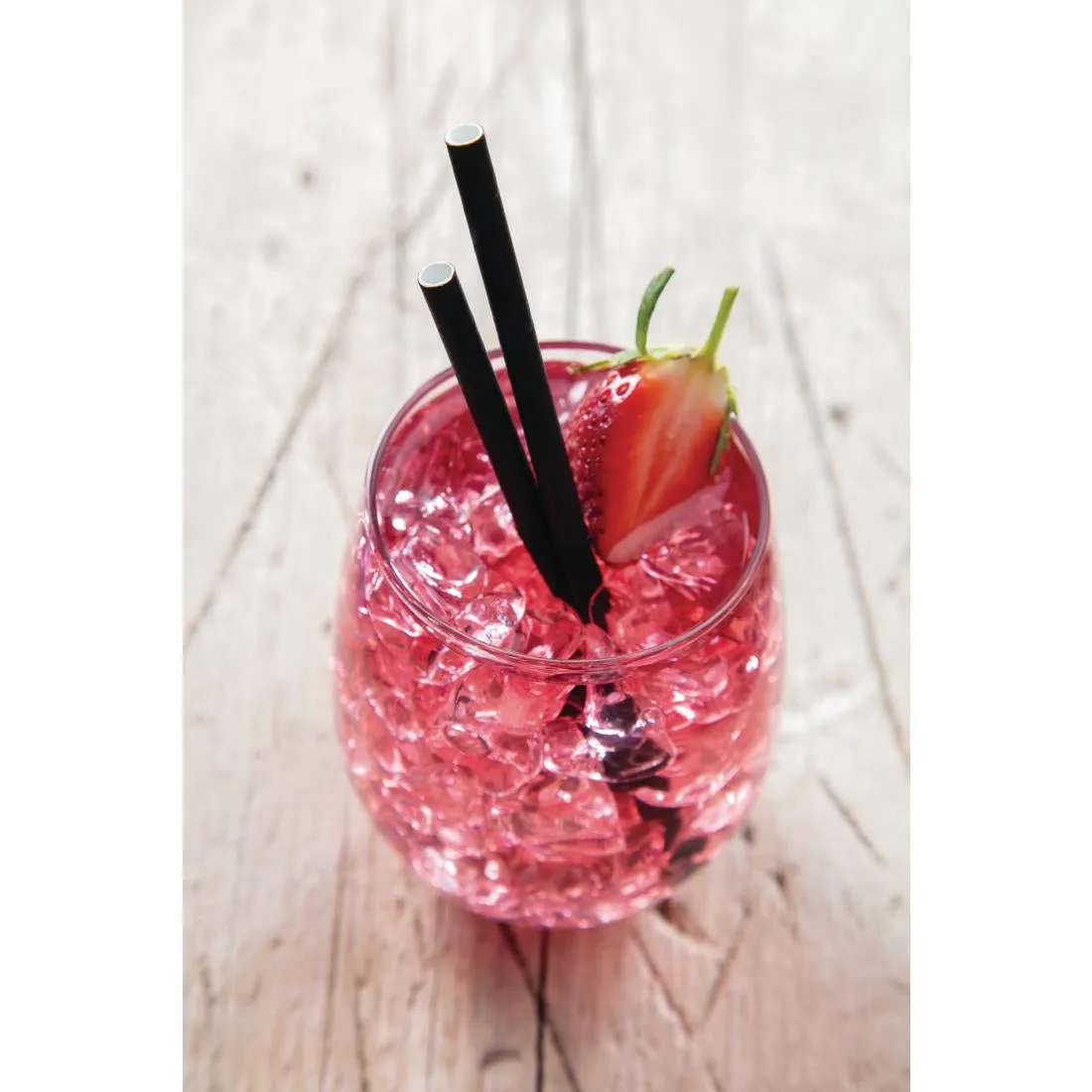 CY080 Fiesta Green Compostable Paper Cocktail Stirrer Straws Black (Pack of 250)