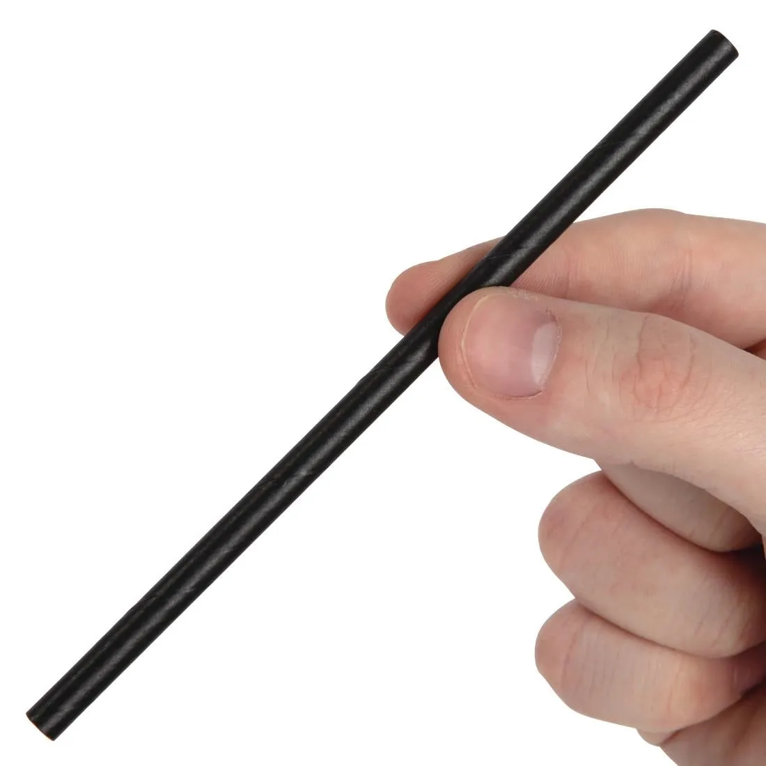 CY080 Fiesta Green Compostable Paper Cocktail Stirrer Straws Black (Pack of 250)
