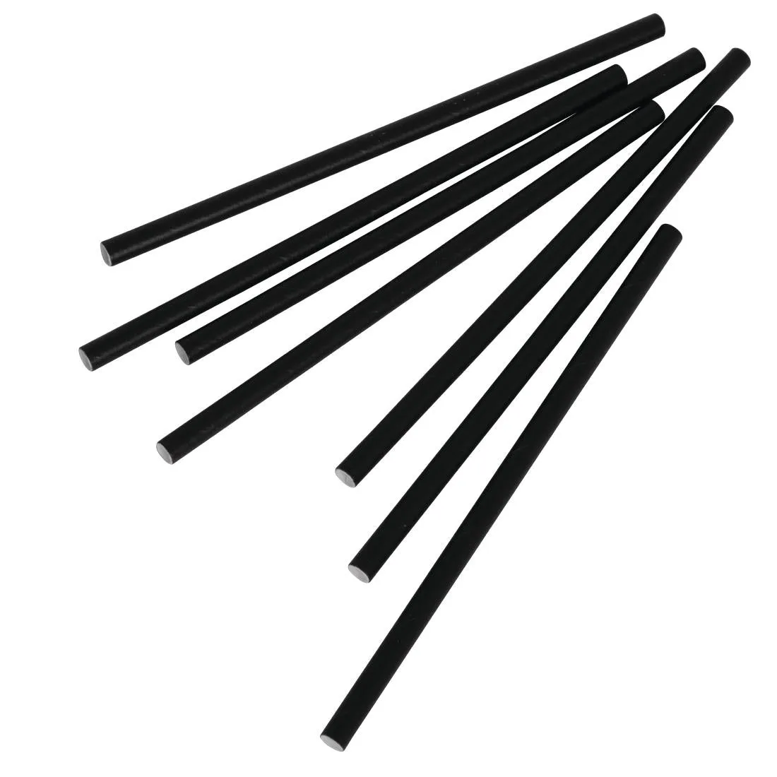 CY080 Fiesta Green Compostable Paper Cocktail Stirrer Straws Black (Pack of 250)