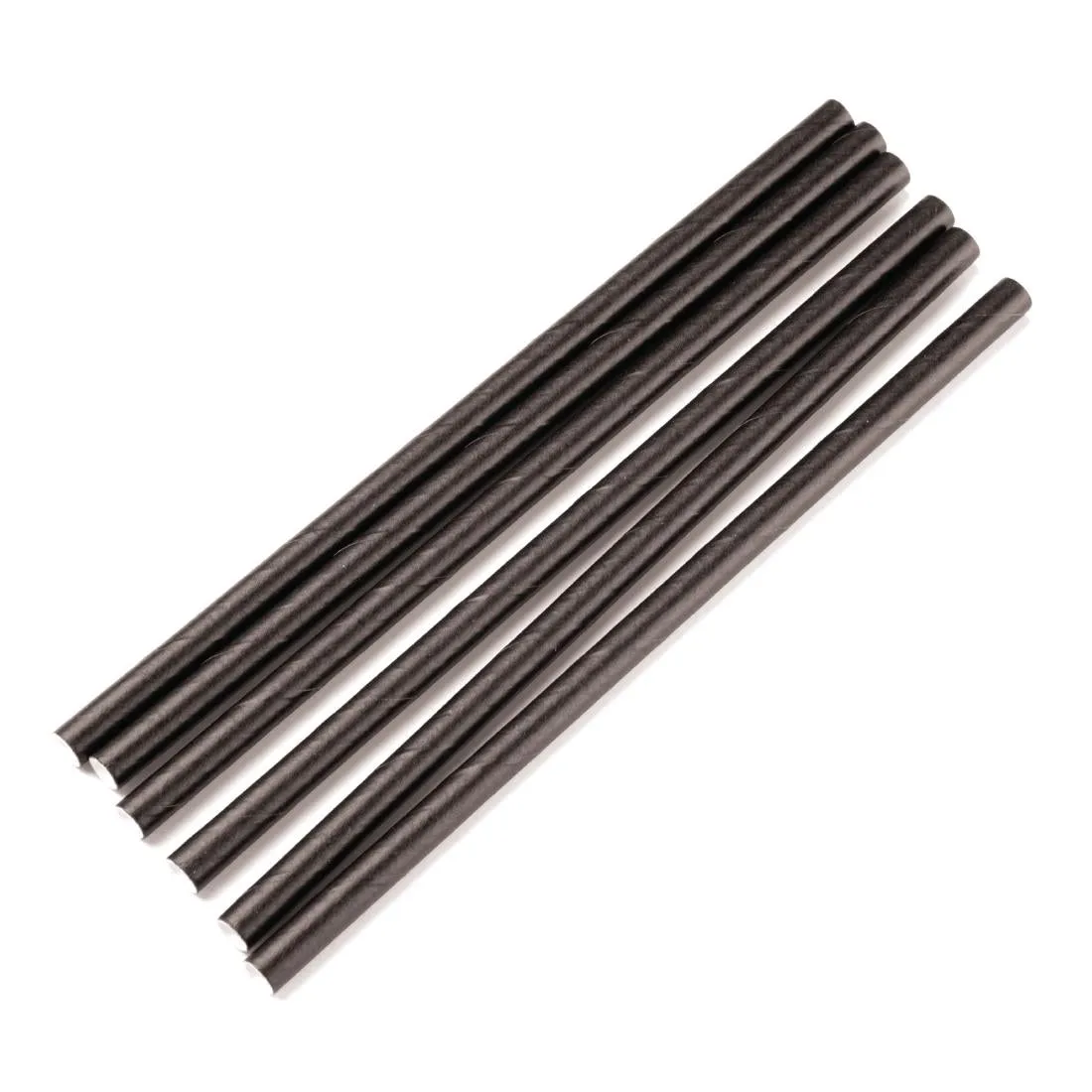 CY080 Fiesta Green Compostable Paper Cocktail Stirrer Straws Black (Pack of 250)