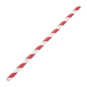 DE927 Fiesta Green Compostable Paper Straws Red Stripes (Pack of 250)