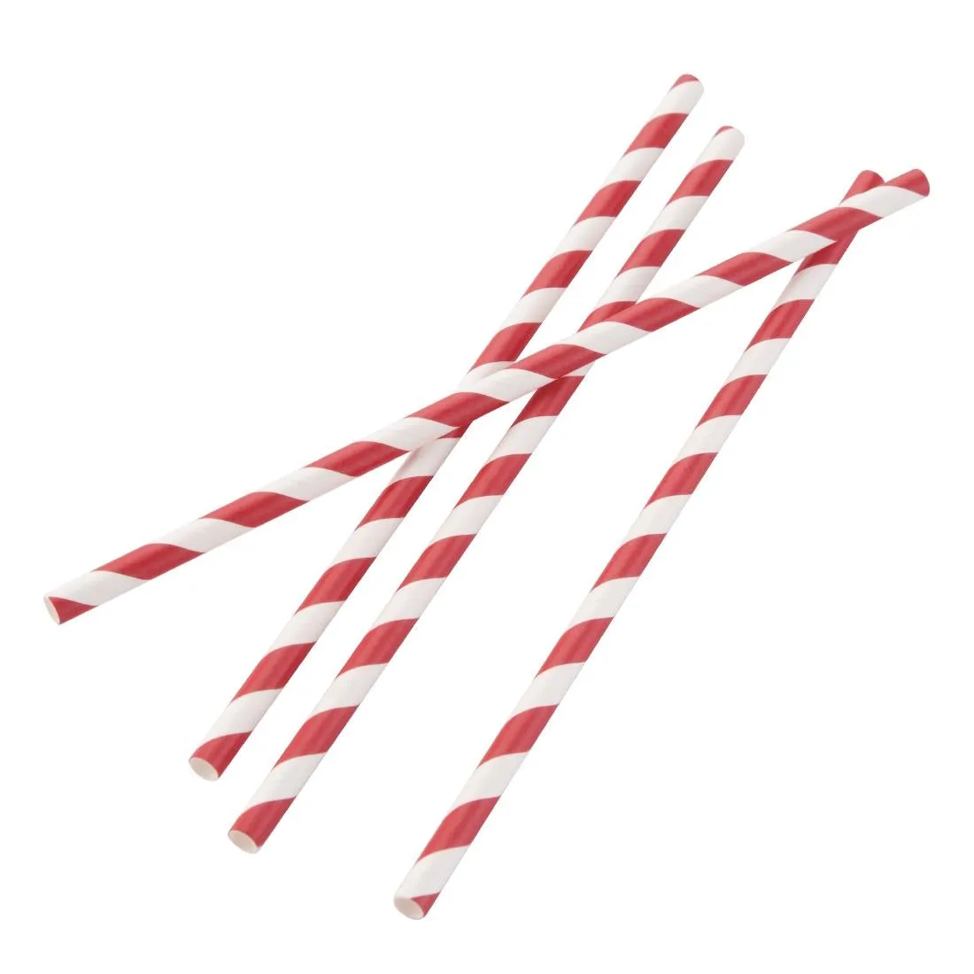 DE927 Fiesta Green Compostable Paper Straws Red Stripes (Pack of 250)
