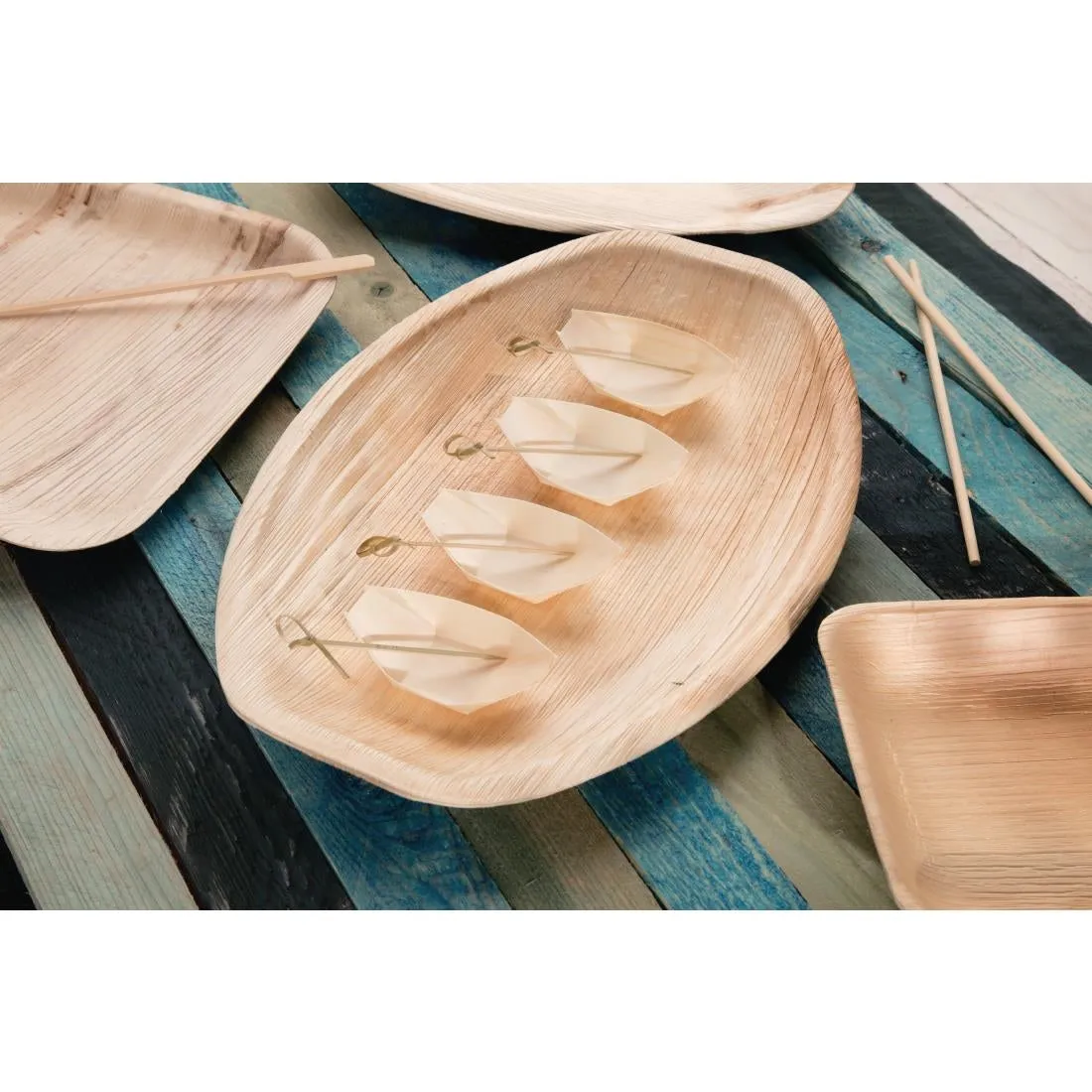 DK383 Fiesta Green Biodegradable Wooden Sushi Boats (Pack of 100)