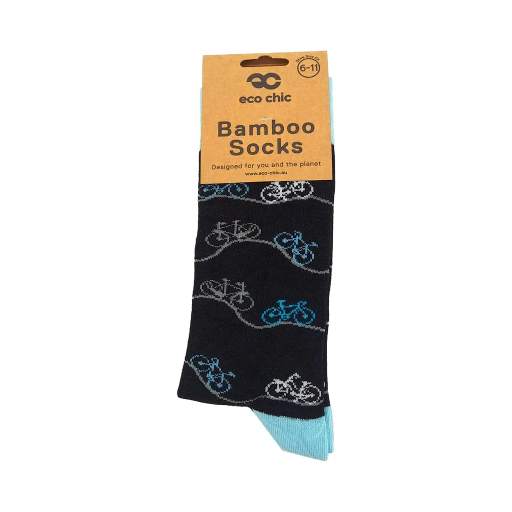 Eco Chic Eco-Friendly Bikes Black Bamboo Socks