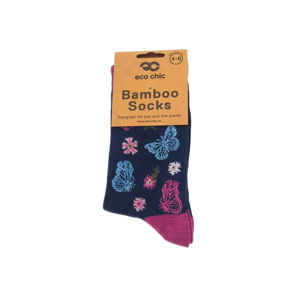 Eco Chic Eco-Friendly Monarch Butterflies Navy Bamboo Socks