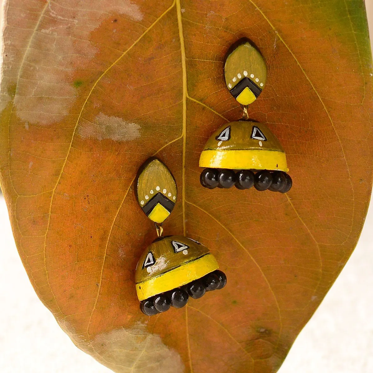 Eco-Friendly Moss Green Terracotta Jhumka