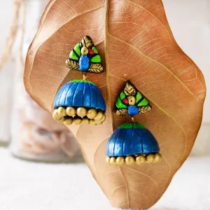 Eco-Friendly Peacock Terracotta Jhumka