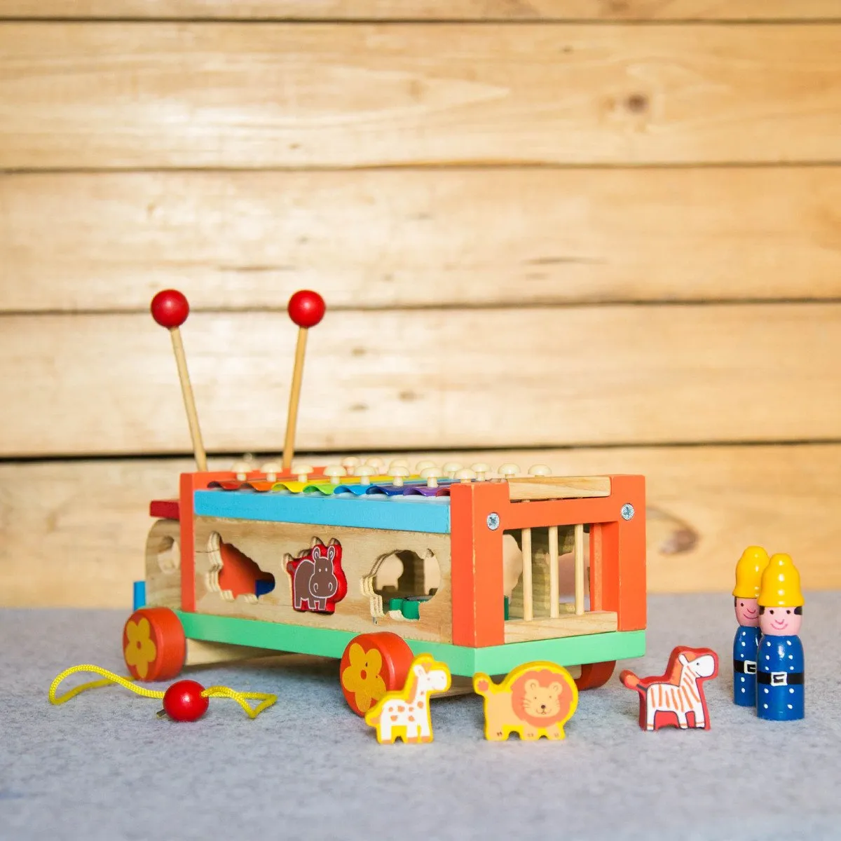 Eco-Friendly Wooden Musical Animal Truck