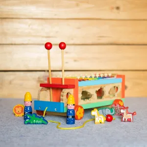 Eco-Friendly Wooden Musical Animal Truck