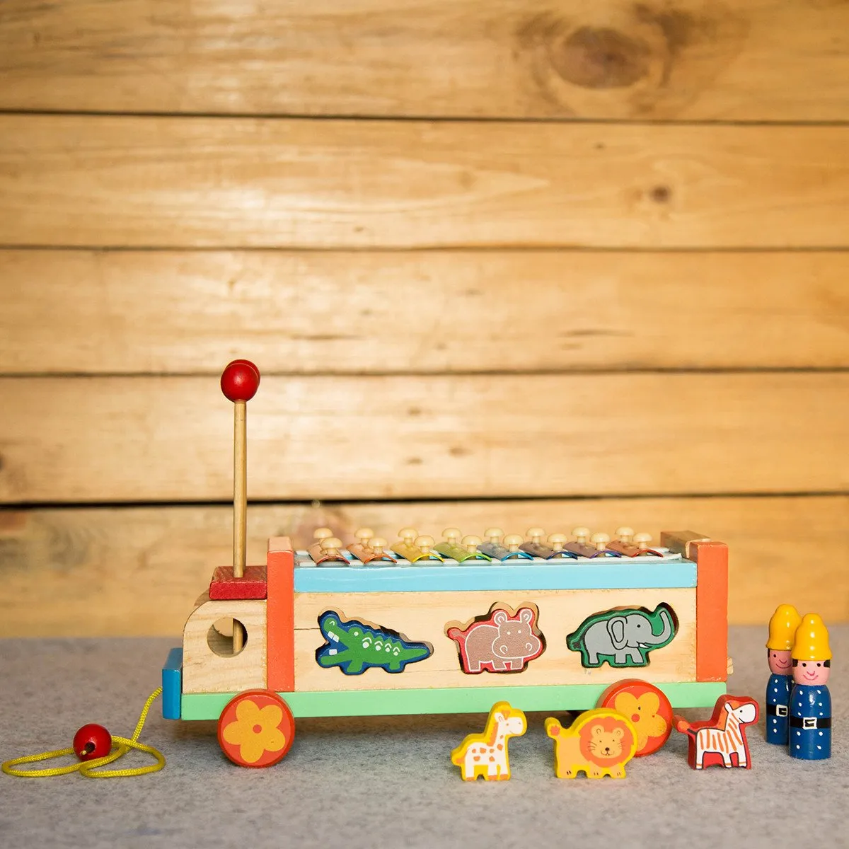Eco-Friendly Wooden Musical Animal Truck