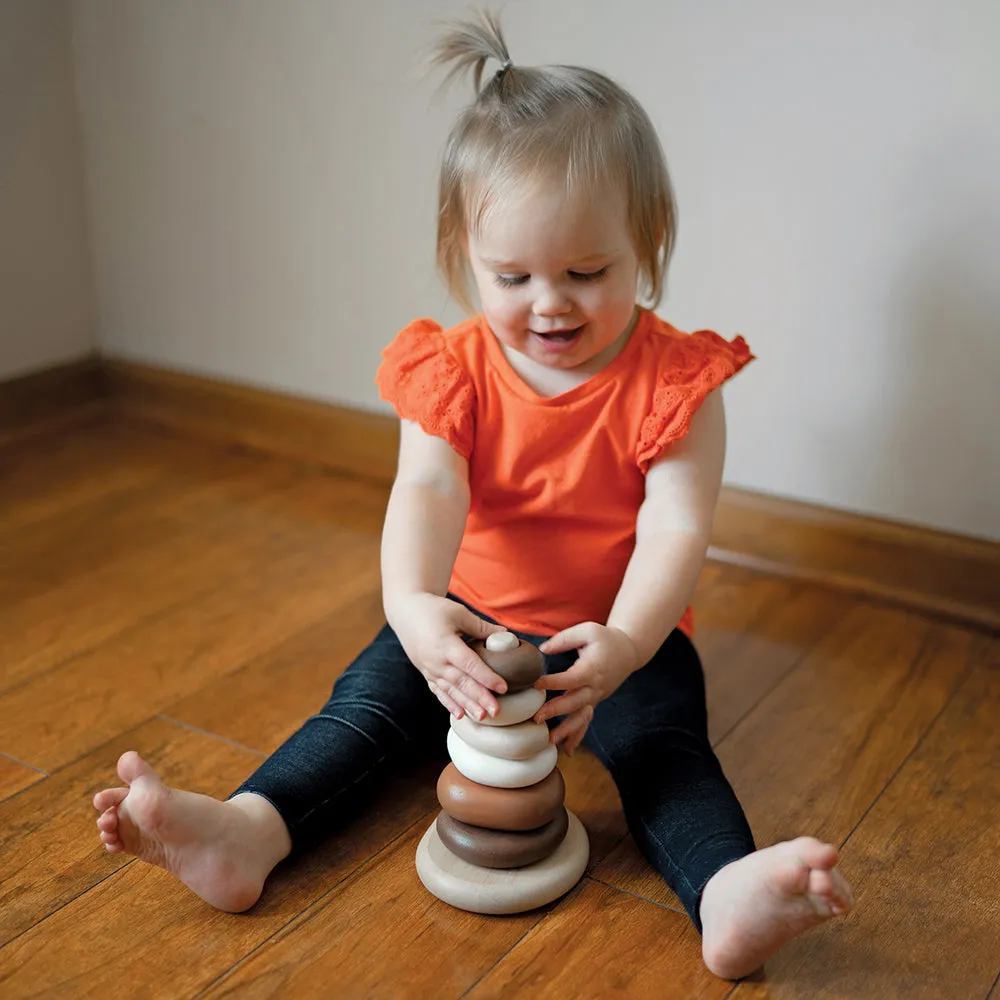 Eco-Friendly Wooden Stacking Pebbles | 7-Piece Natural Sequencing Toy