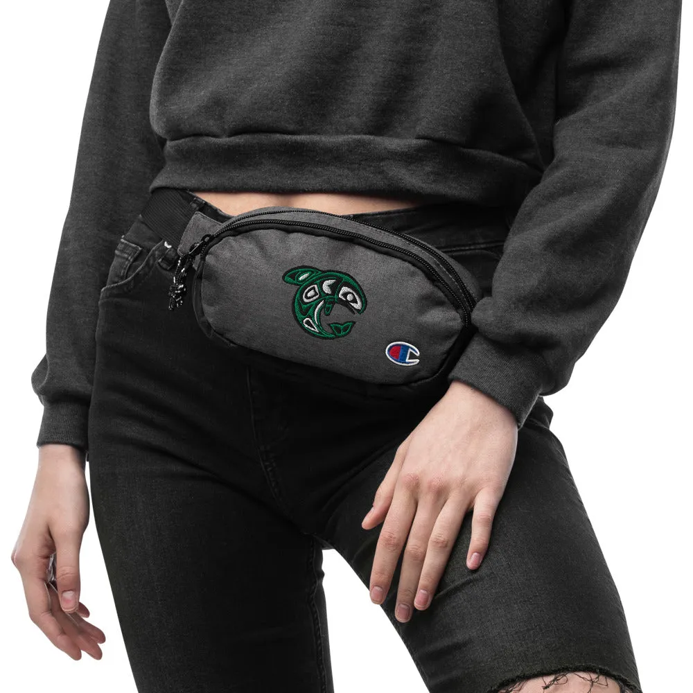 Embrodiered Champion fanny pack Maori Fish